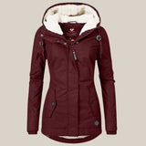 Fleece-Lined Hooded Jacket with Zip Front
