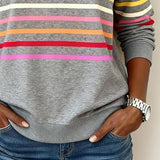 Women's Striped Mock Neck Quarter-Zip Knit Pullover