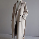 Women's Longline Double-Breasted Belted Wool Coat