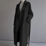 Women's Longline Double-Breasted Belted Wool Coat