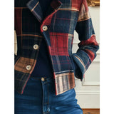 Women's Plaid Cropped Jacket with Side Pockets