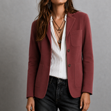 Tailored Suede Button-Front Blazer with Patch Pockets