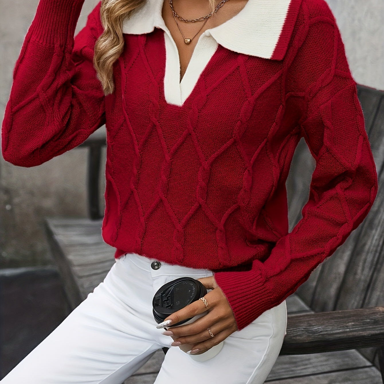 Women's Black Autumn Cable Knit Jumper